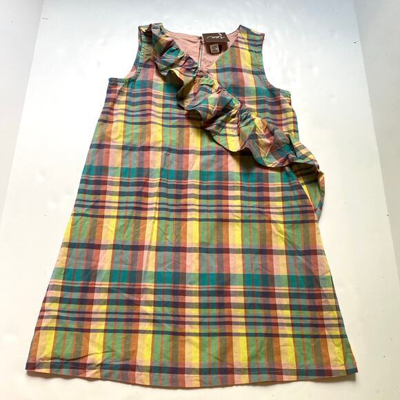 NEW Tea Collection Plaid Madras Ruffle Dress - Picture 1 of 2